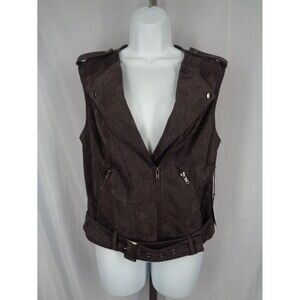 Astr The Label Faux Suede Moto Belted Vest Size Small New